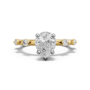Image for Pear Surprise diamond Ring with Floating Station band in 14K Two Tone Yellow Gold