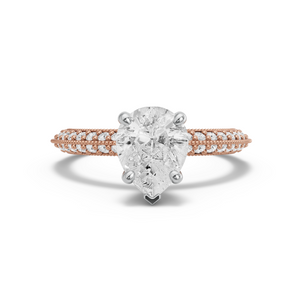 Image for Pear Surprise diamond Ring with Knife Edge Pave band in 18K Two Tone Rose Gold