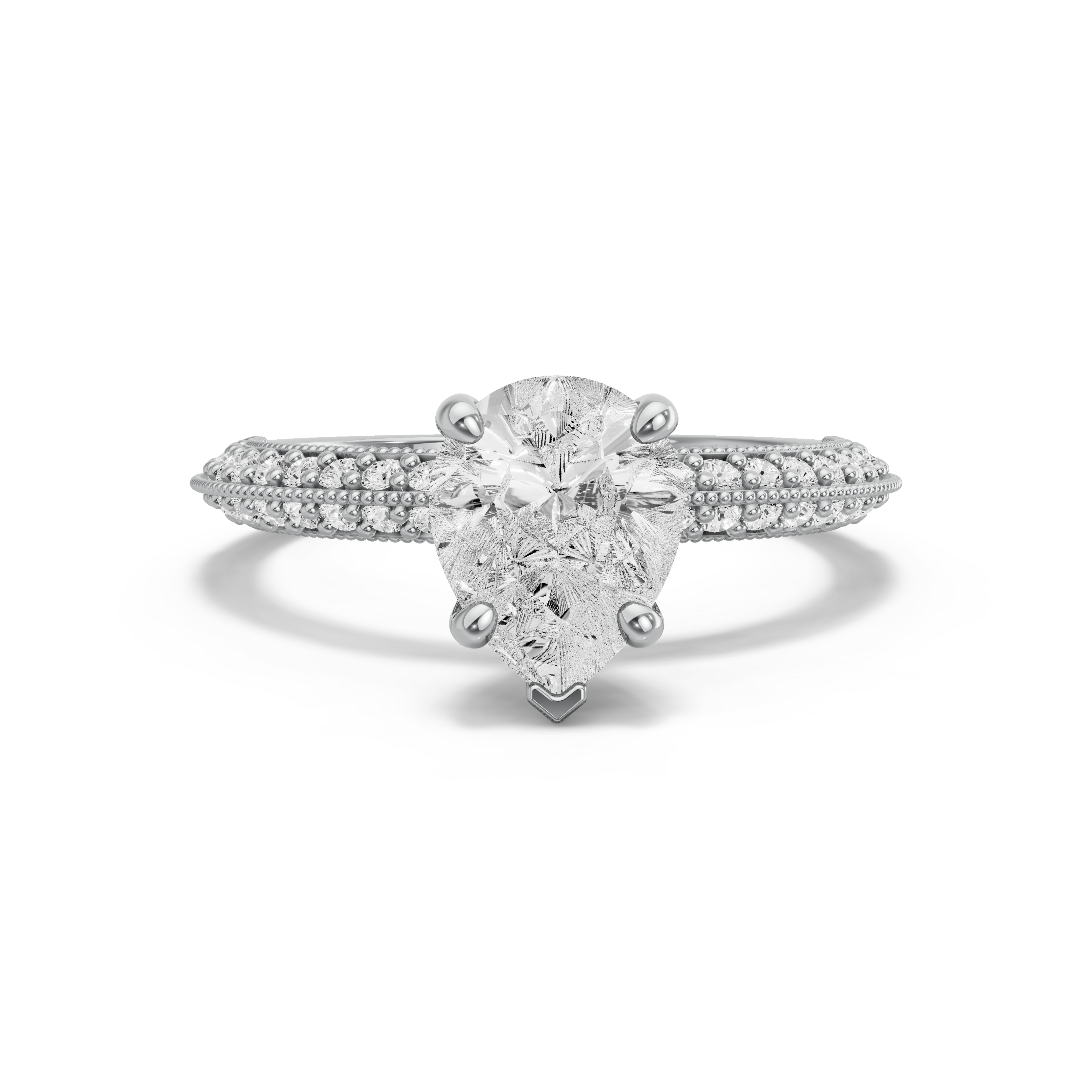 Image for Pear Surprise diamond Ring with Knife Edge Pave band