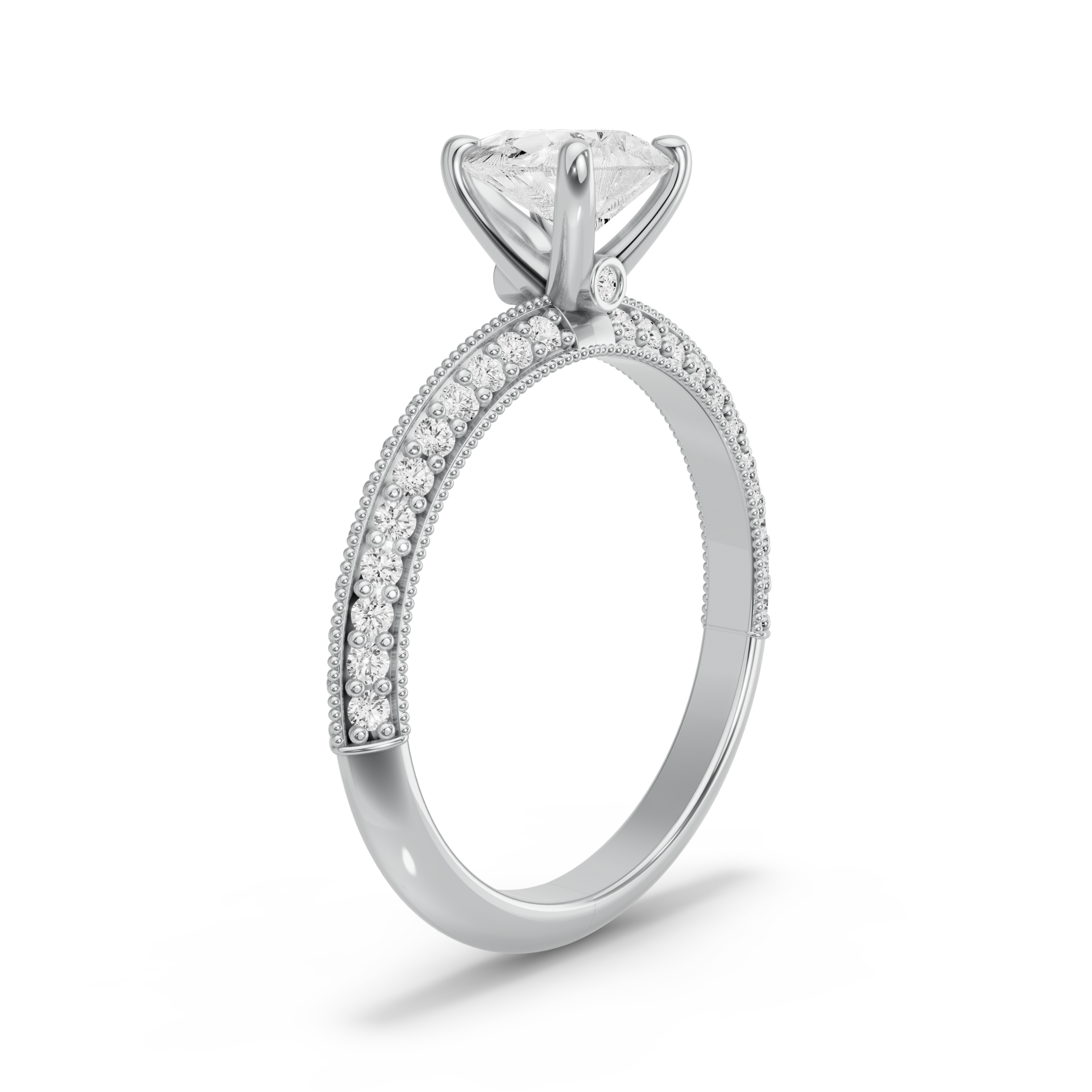 Image for Pear Surprise diamond Ring with Knife Edge Pave band