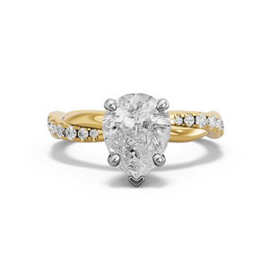 Image for Pear Surprise diamond Ring with Rope Pave band in 18K Two Tone Yellow Gold