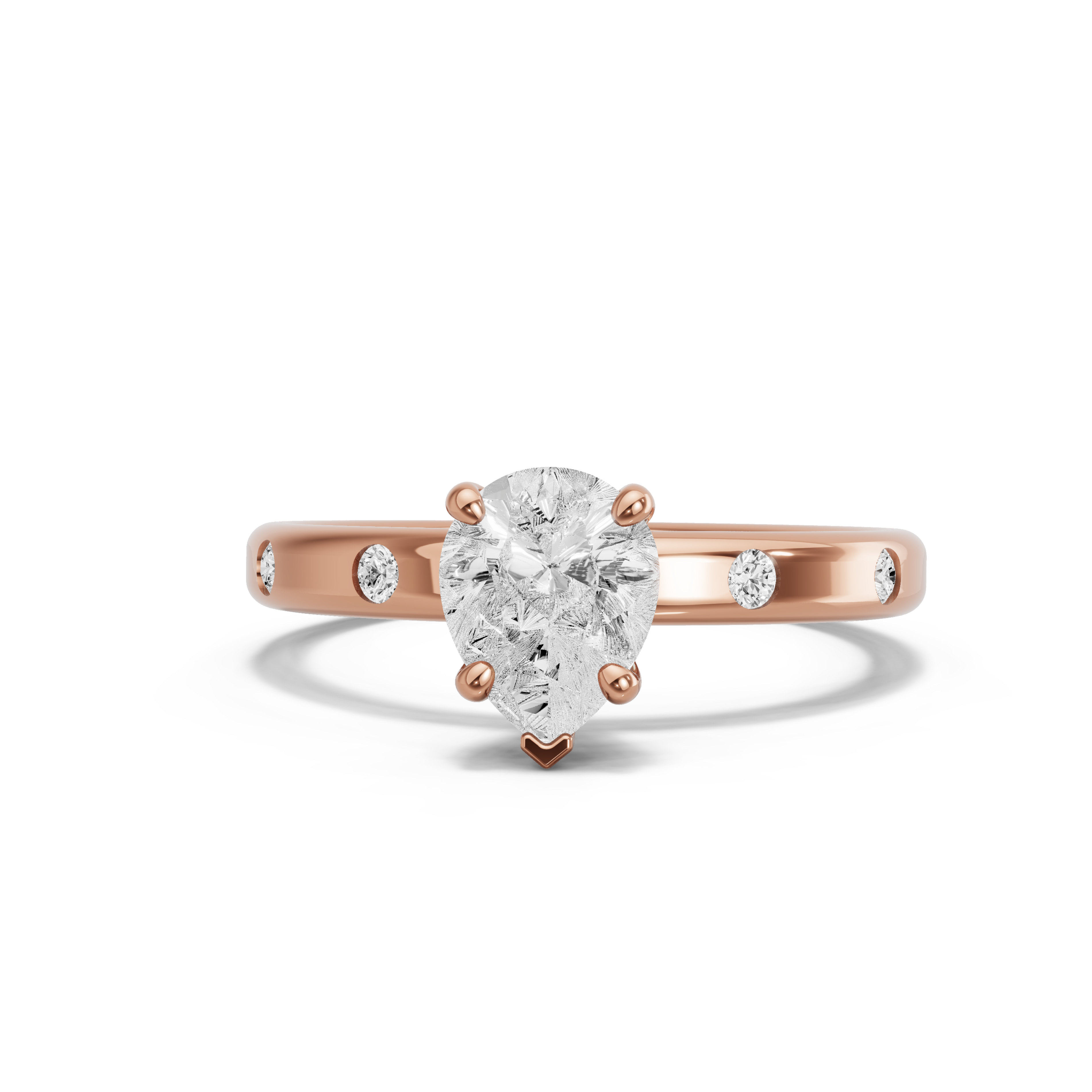 Image for pear-surprise-diamond-ring-with-sleek-accent-band-in-10k-rose-gold