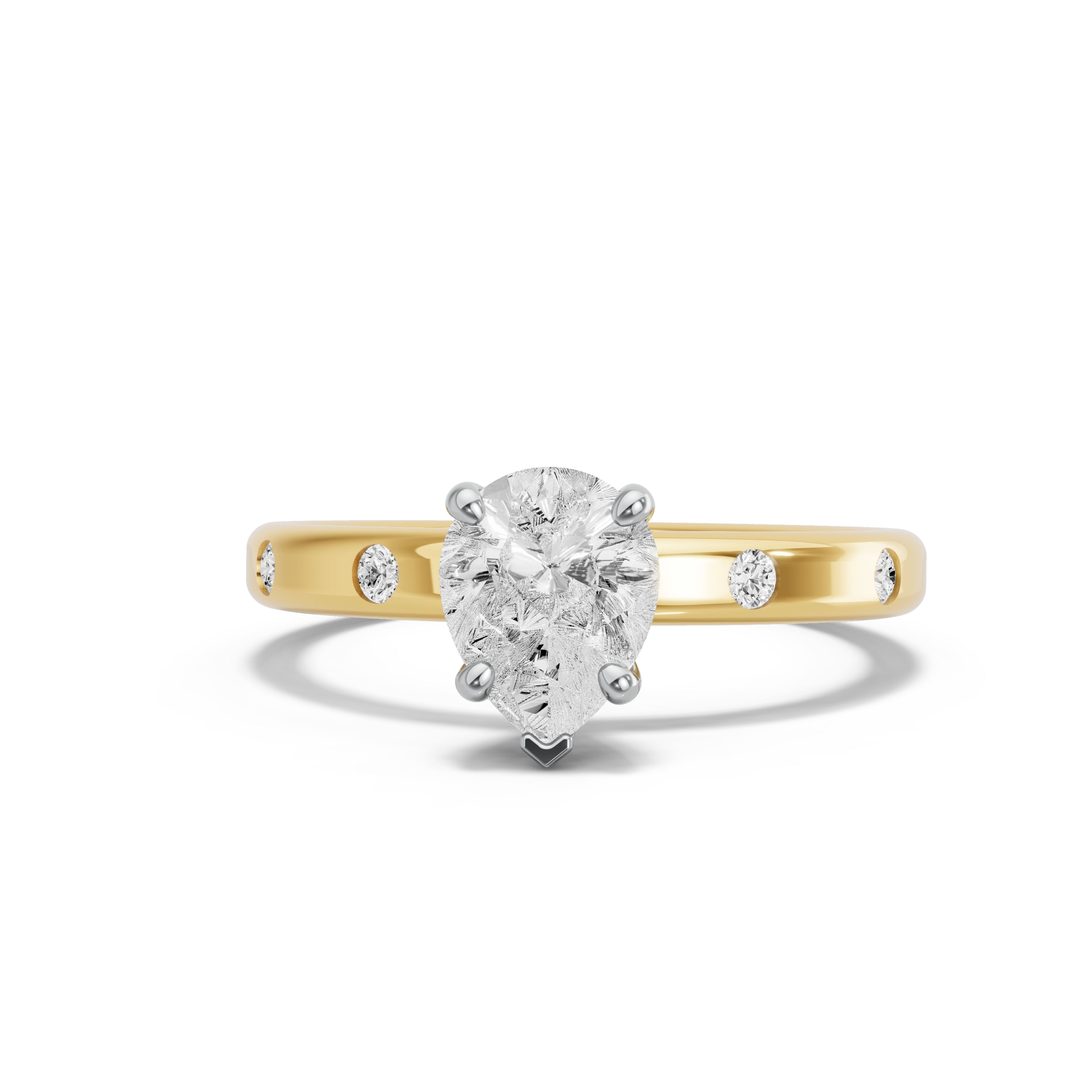 Image for pear-surprise-diamond-ring-with-sleek-accent-band-in-10k-two-tone-yellow-gold