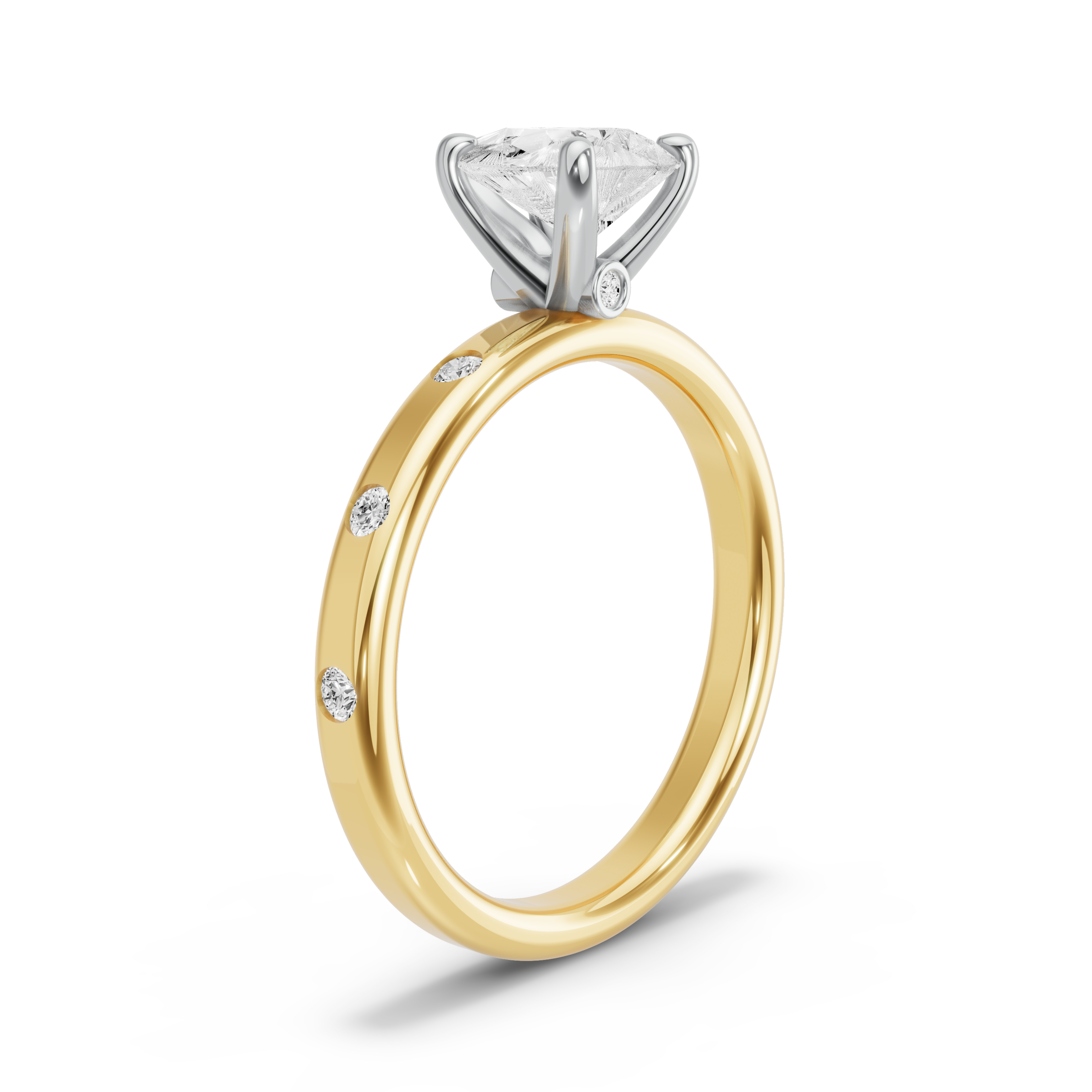 Image for pear-surprise-diamond-ring-with-sleek-accent-band-in-10k-two-tone-yellow-gold