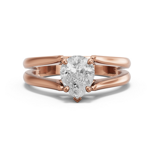 Image for Pear Surprise diamond Ring with Split Ring Solitaire band in 18K Rose Gold