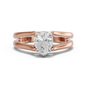Image for Pear Surprise diamond Ring with Split Ring Solitaire band in 18K Two Tone Rose Gold