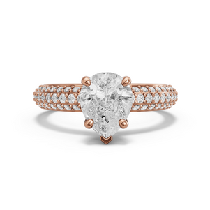 Image for Pear Surprise diamond Ring with Triple Row Pave band in 18K Rose Gold