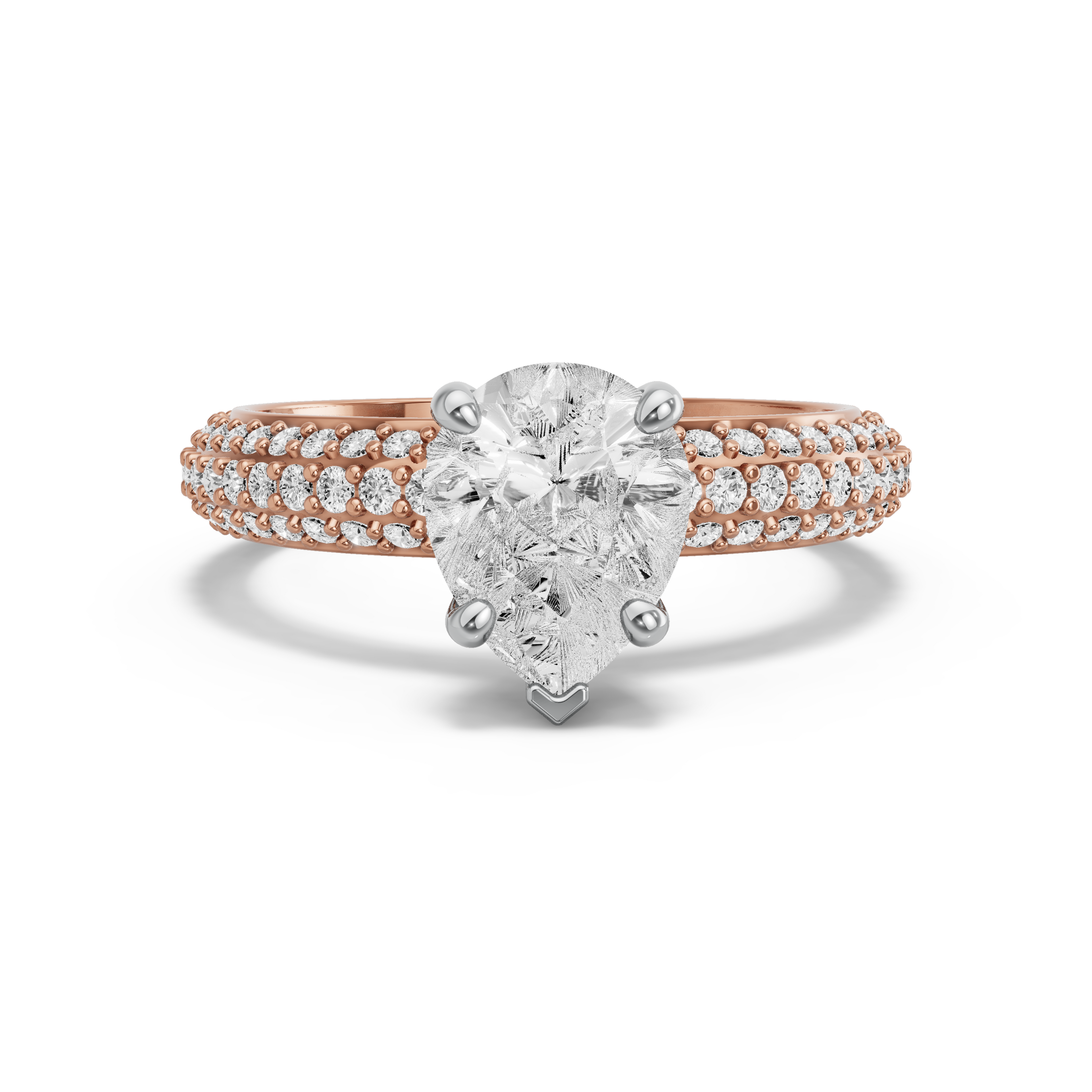 Image for Pear Surprise diamond Ring with Triple Row Pave band