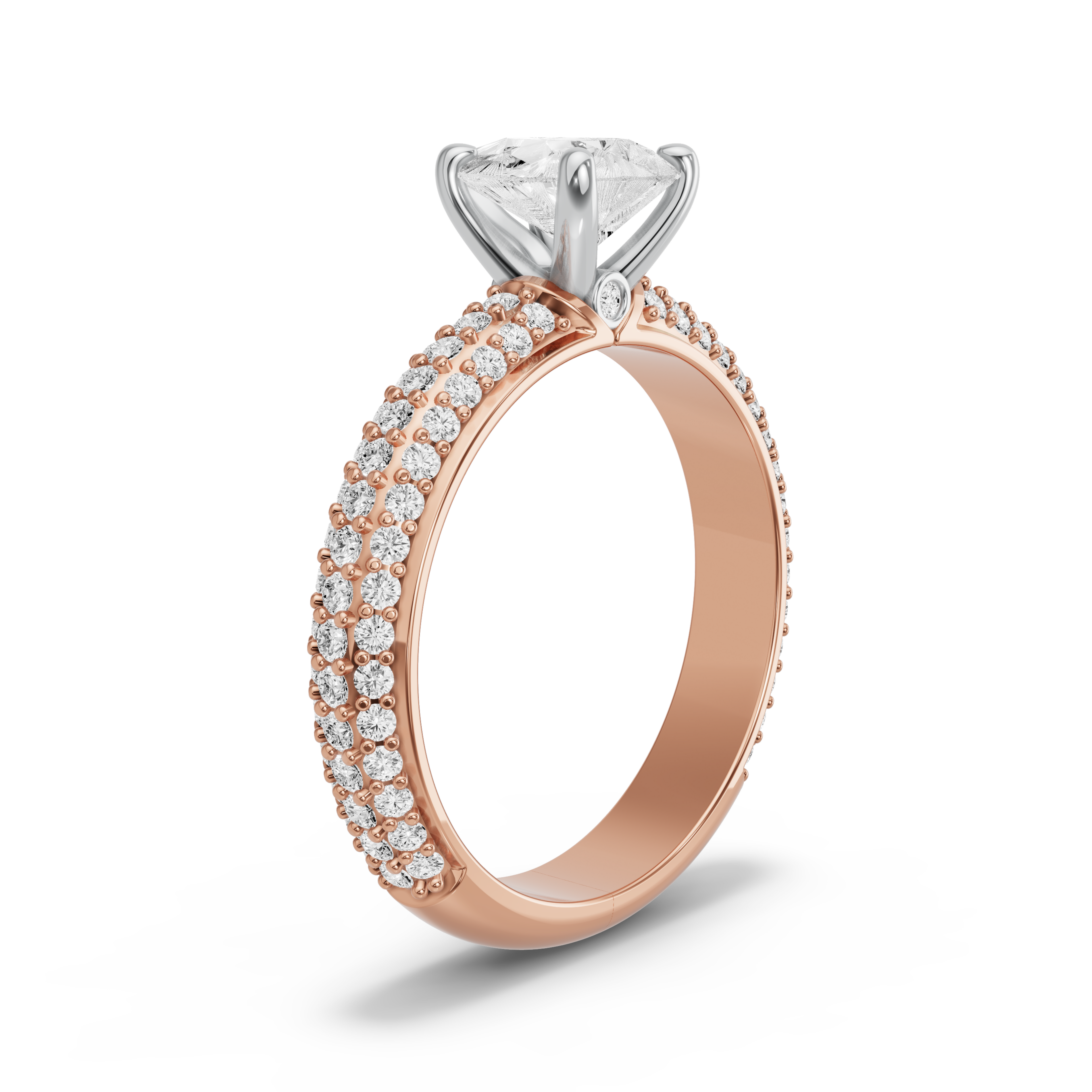 Image for Pear Surprise diamond Ring with Triple Row Pave band