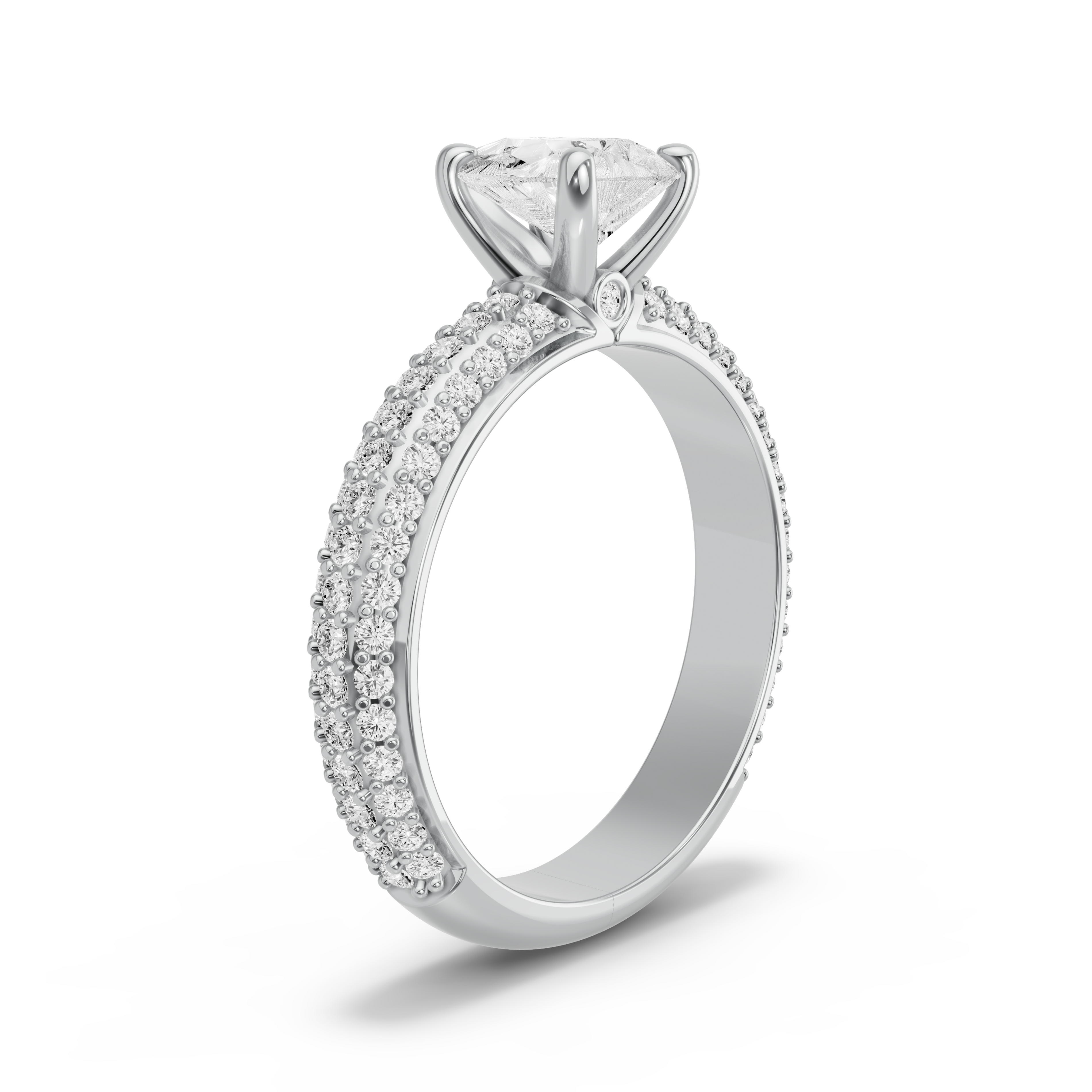 Image for Pear Surprise diamond Ring with Triple Row Pave band