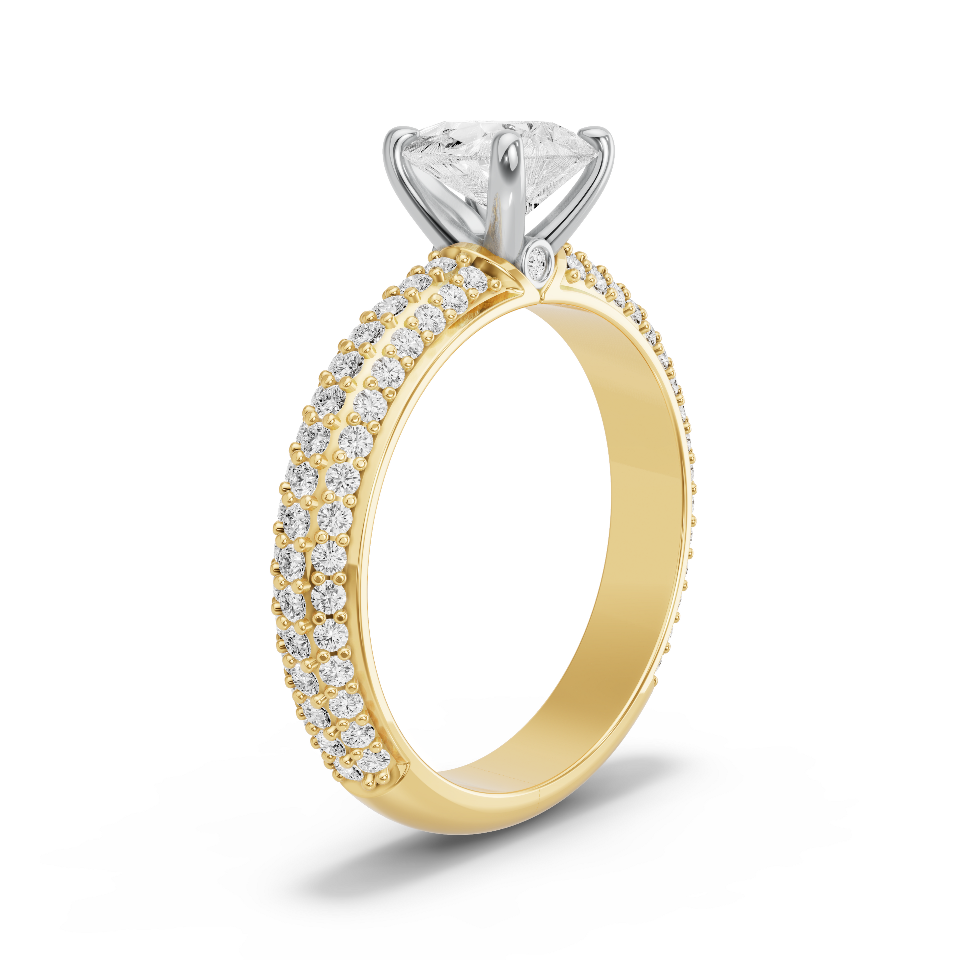 Image for Pear Surprise diamond Ring with Triple Row Pave band