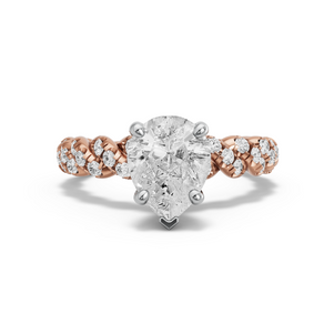 Image for Pear Surprise diamond Ring with Twist Pave band in 18K Two Tone Rose Gold