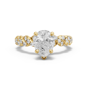 Image for Pear Surprise diamond Ring with Twist Pave band in 18K Yellow Gold