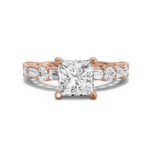 Image for Princess Surprise diamond Ring with Alternating Baguette band in 10K Yellow Gold