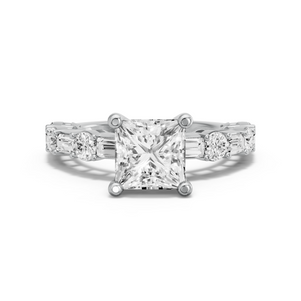 Image for Princess Surprise diamond Ring with Alternating Baguette band in 10K Two Tone Rose Gold
