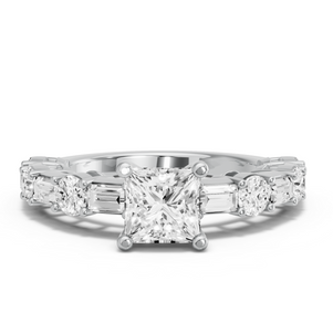 Image for Princess Surprise diamond Ring with Alternating Baguette band