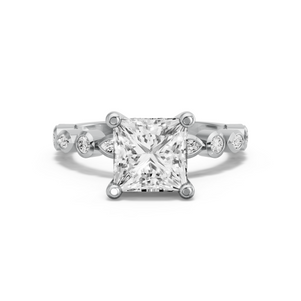 Image for Princess Surprise diamond Ring with Alternating Marquise band in 14K Two Tone Rose Gold