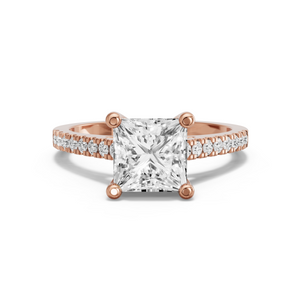 Image for Princess Surprise diamond Ring with Cathedral Pave band in 18K Yellow Gold