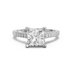 Image for Princess Surprise diamond Ring with Cathedral Pave band in 18K Two Tone Rose Gold