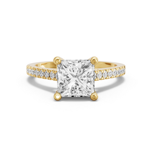 Image for Princess Surprise diamond Ring with Cathedral Pave band in 18K White Gold