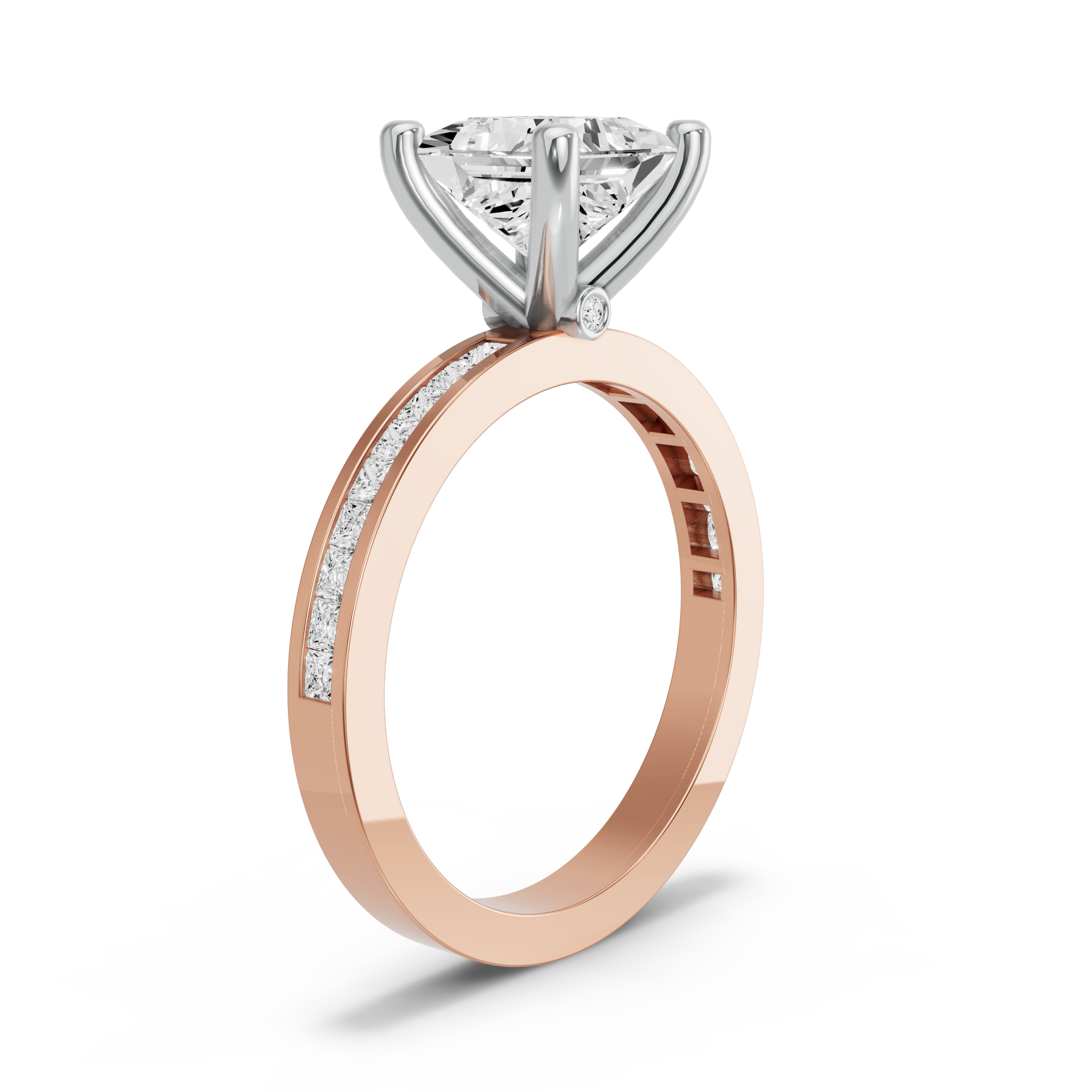 Image for Princess Surprise diamond Ring with Channel band in 10K Two Tone Rose Gold