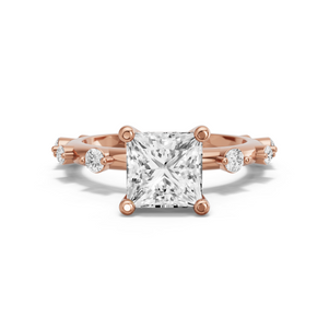 Image for Princess Surprise diamond Ring with Floating Station band in 14K Rose Gold