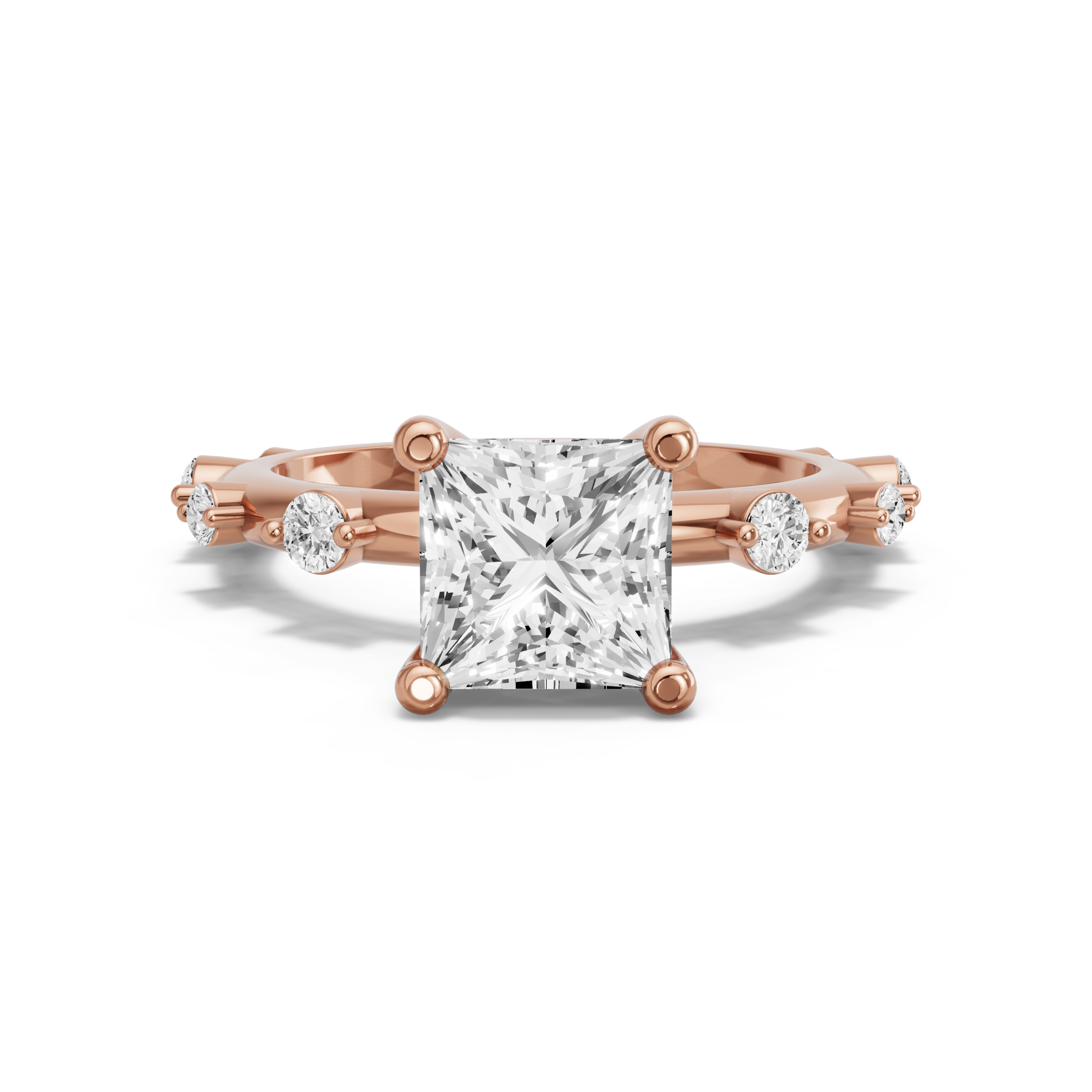Image for Princess Surprise diamond Ring with Floating Station band in 18K Yellow Gold