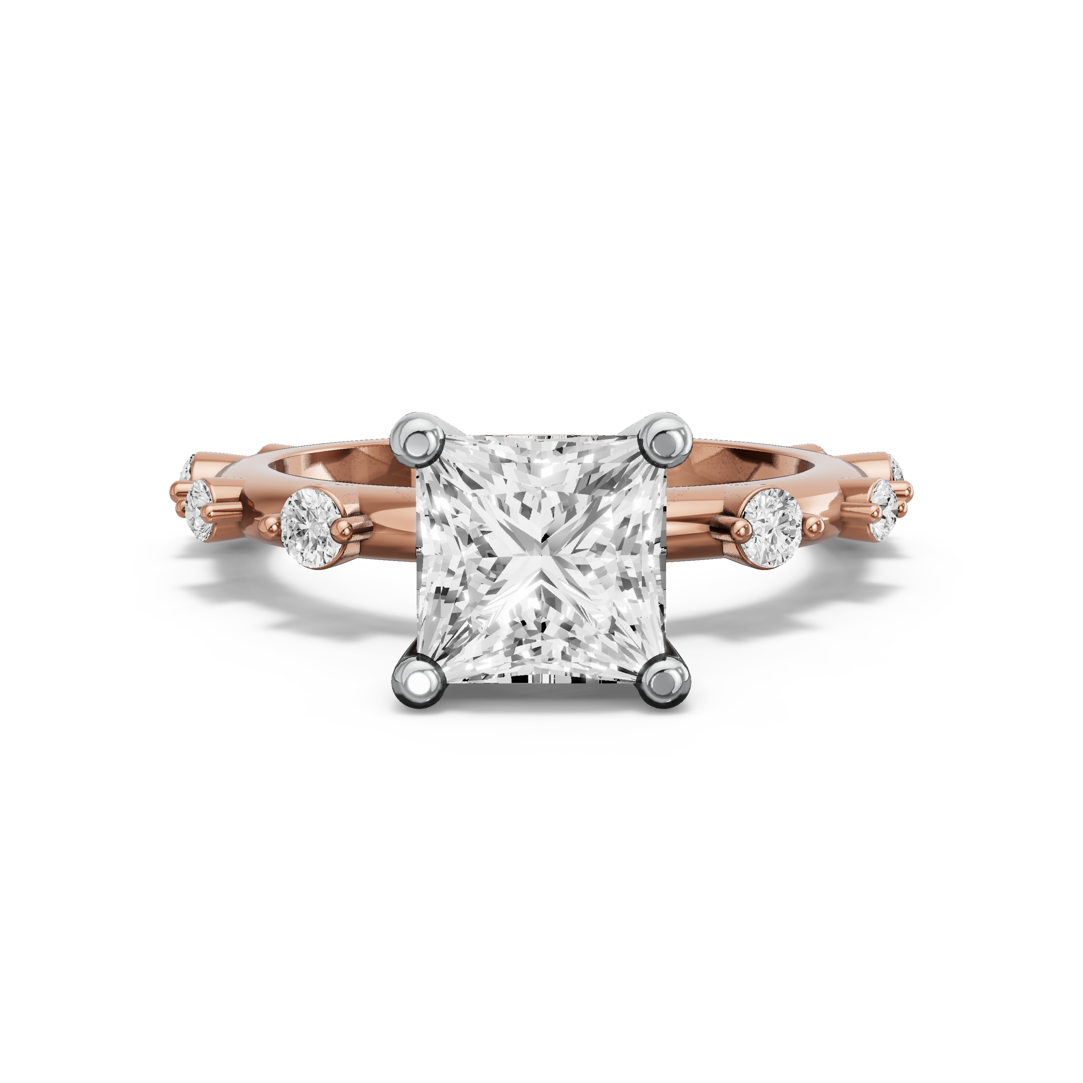 Image for Princess Surprise diamond Ring with Floating Station band in 10K Two Tone Yellow Gold