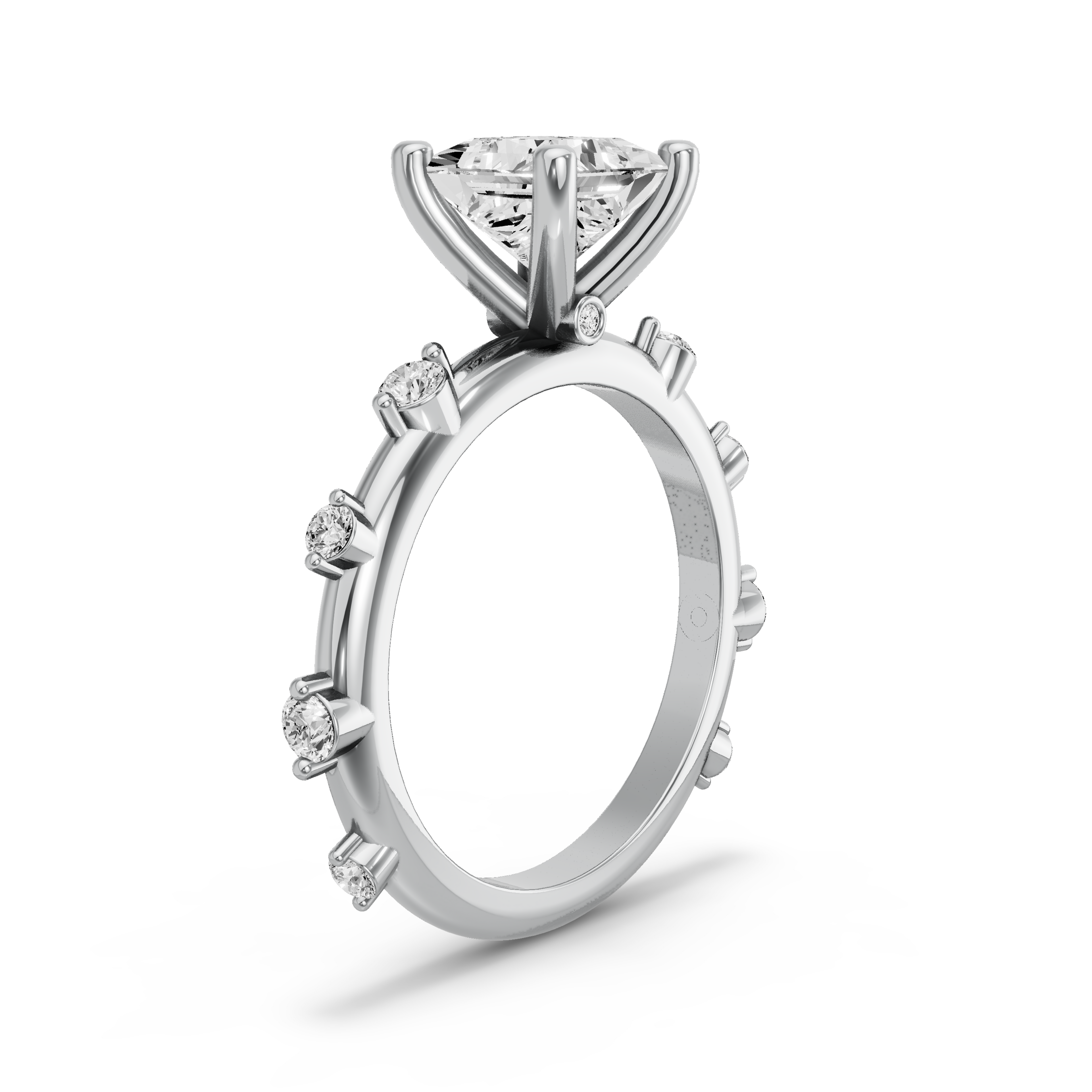 Image for Princess Surprise diamond Ring with Floating Station band in 14K Two Tone Rose Gold