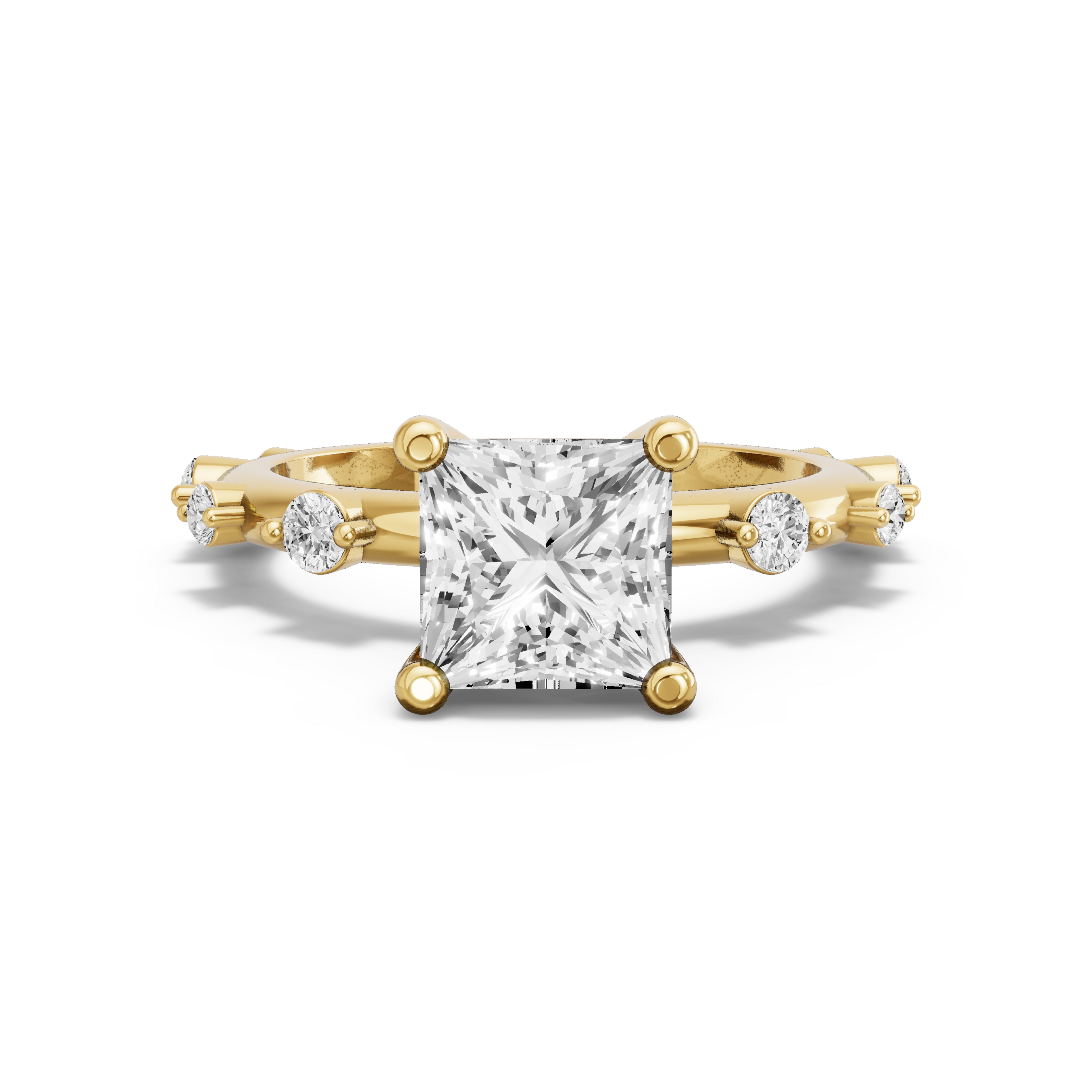 Image for Princess Surprise diamond Ring with Floating Station band in 18K White Gold