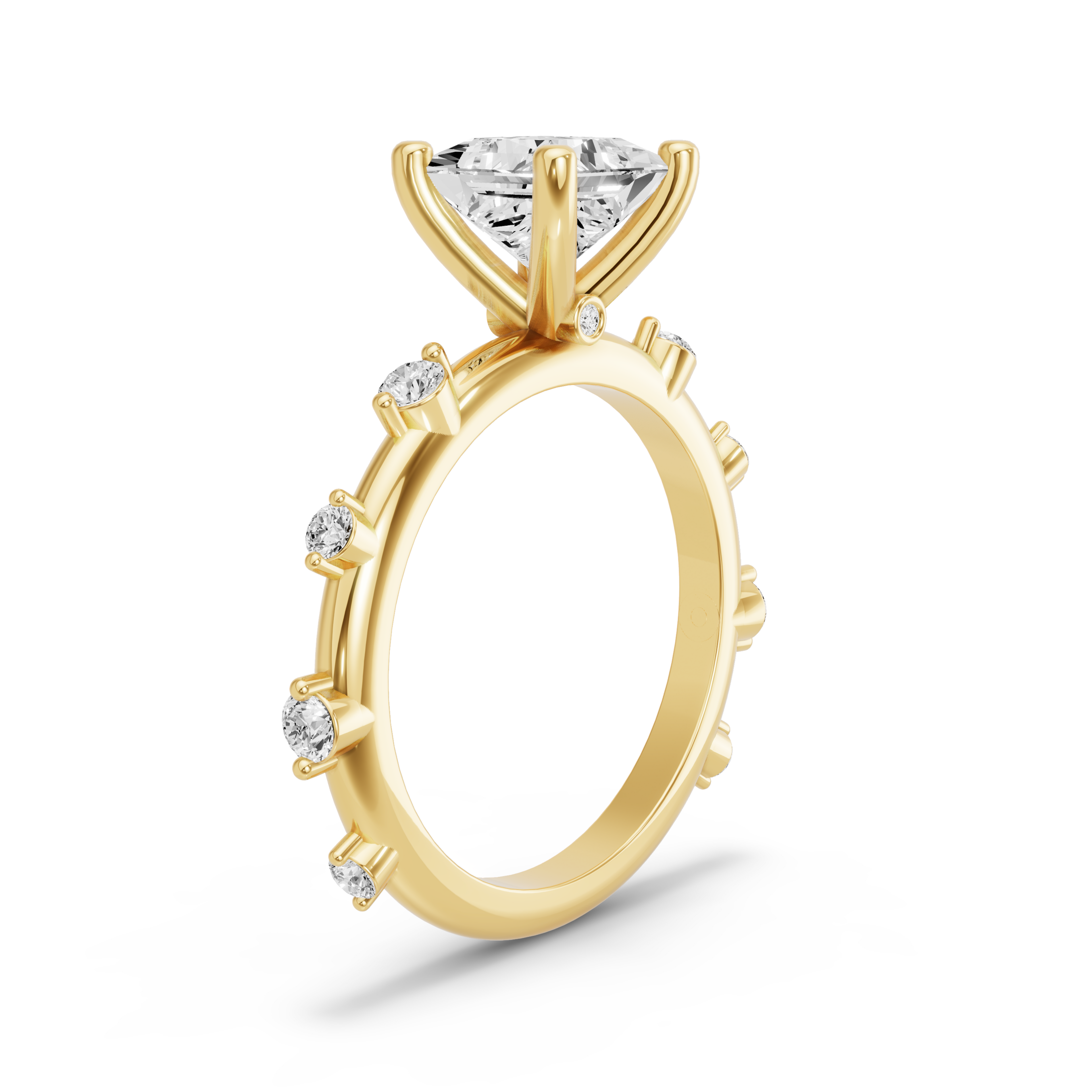 Image for Princess Surprise diamond Ring with Floating Station band in 10K White Gold