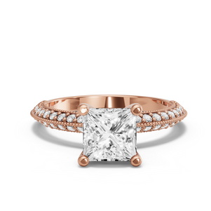 Image for Princess Surprise diamond Ring with Knife Edge Pave band