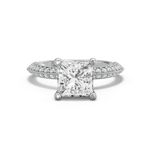 Image for Princess Surprise diamond Ring with Knife Edge Pave band in 14K Two Tone Rose Gold