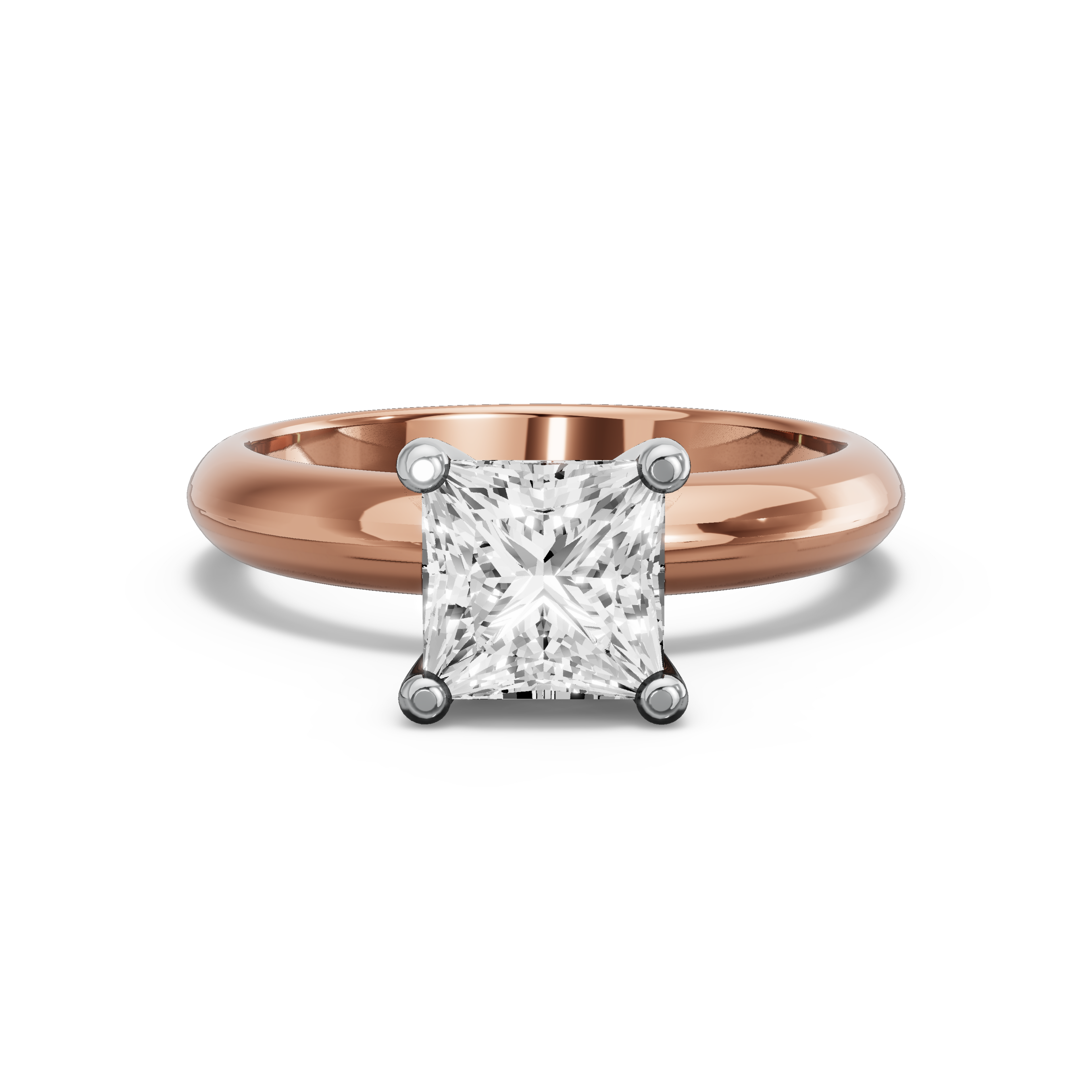 Image for Princess Surprise diamond Ring with Knife Edge Solitaire band in 18K Two Tone Yellow Gold