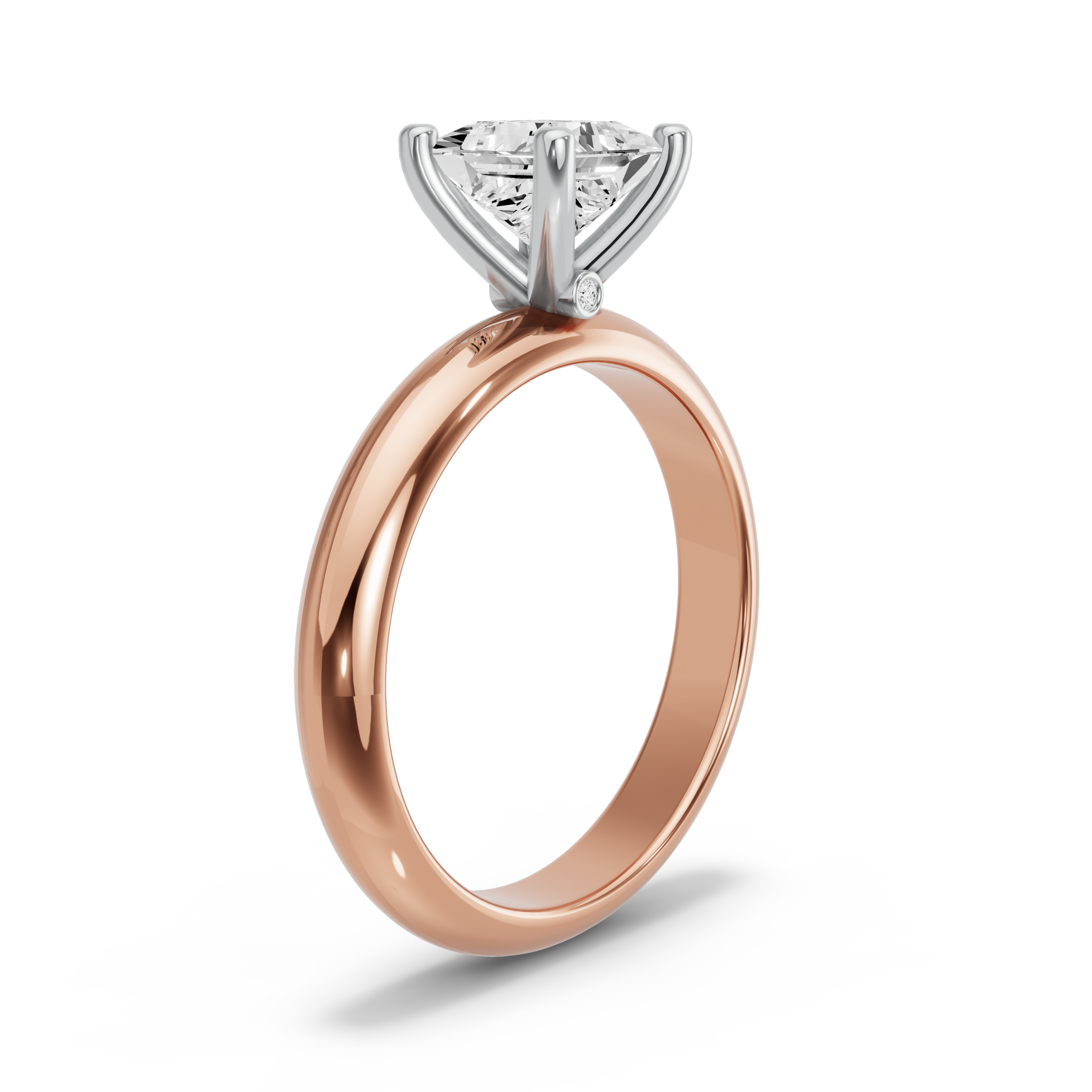 Image for Princess Surprise diamond Ring with Knife Edge Solitaire band in 10K Two Tone Rose Gold