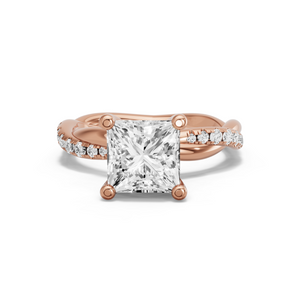 Image for Princess Surprise diamond Ring with Rope Pave band in 18K Yellow Gold