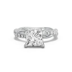 Image for Princess Surprise diamond Ring with Rope Pave band in 18K Two Tone Rose Gold