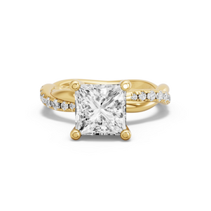 Image for Princess Surprise diamond Ring with Rope Pave band in 18K Yellow Gold