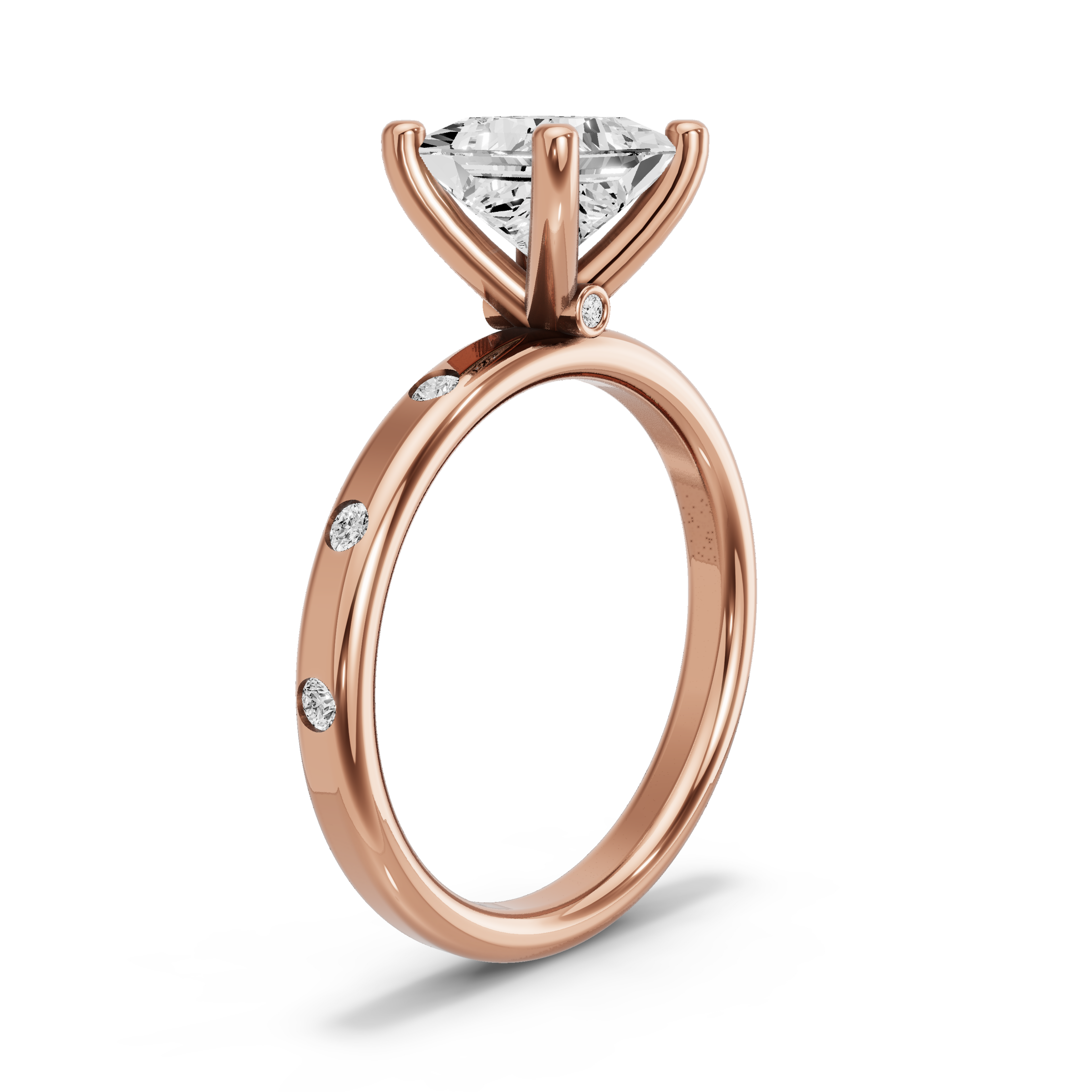 Image for Princess Surprise diamond Ring with Sleek Accent band in 18K Yellow Gold