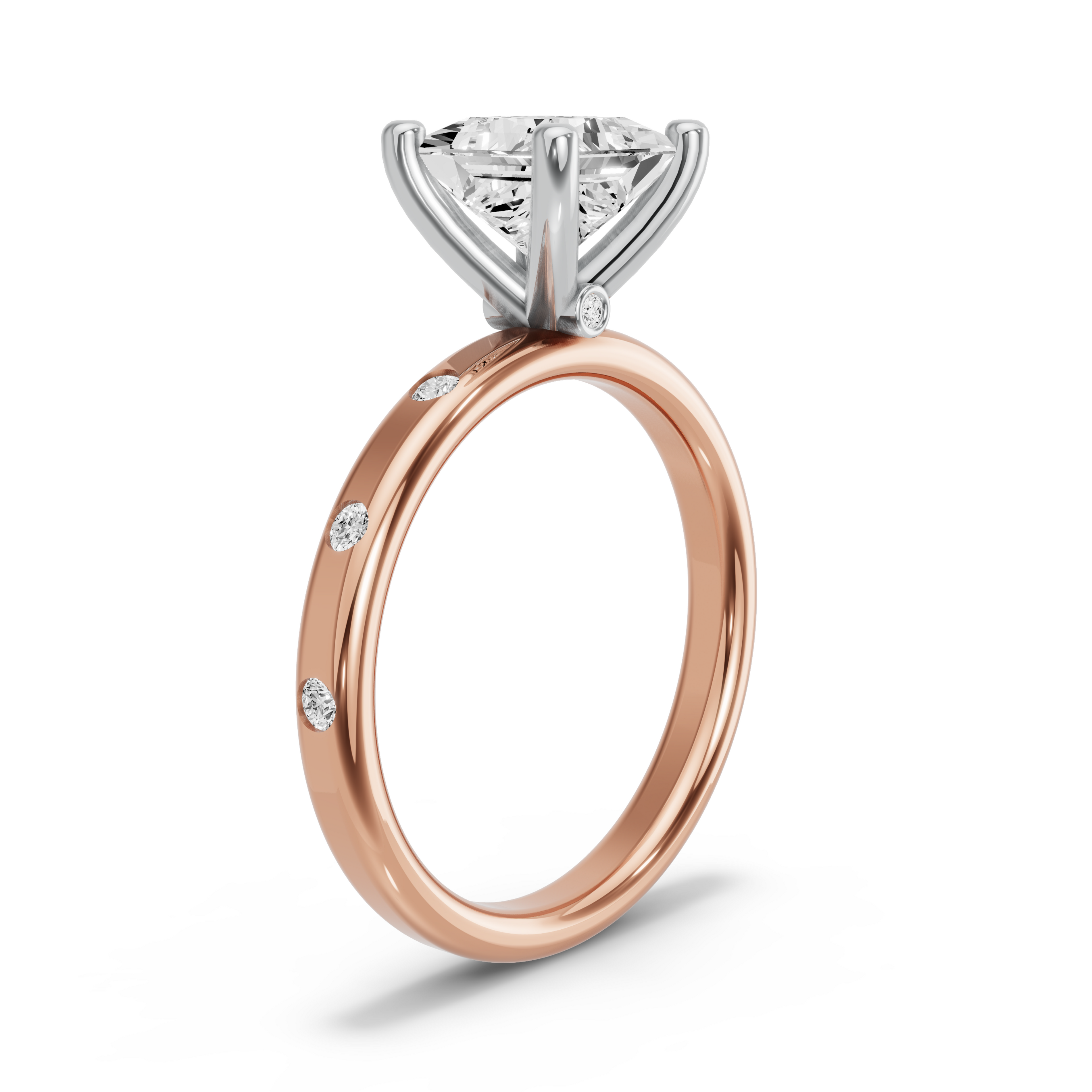 Image for Princess Surprise diamond Ring with Sleek Accent band in 10K Two Tone Yellow Gold