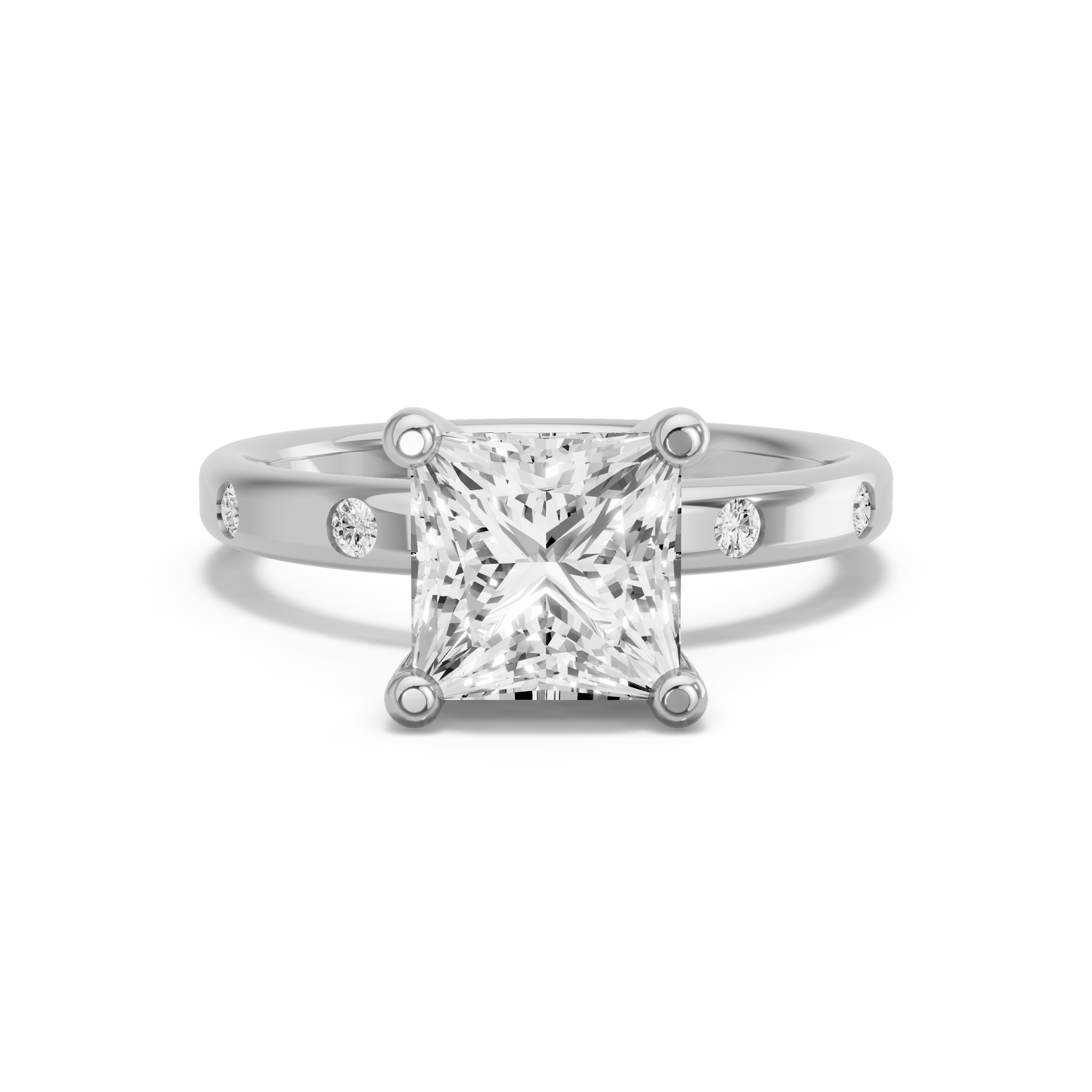 Image for Princess Surprise diamond Ring with Sleek Accent band in 10K Two Tone Rose Gold