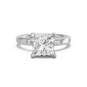 Image for Princess Surprise diamond Ring with Sleek Accent band in 14K Two Tone Rose Gold