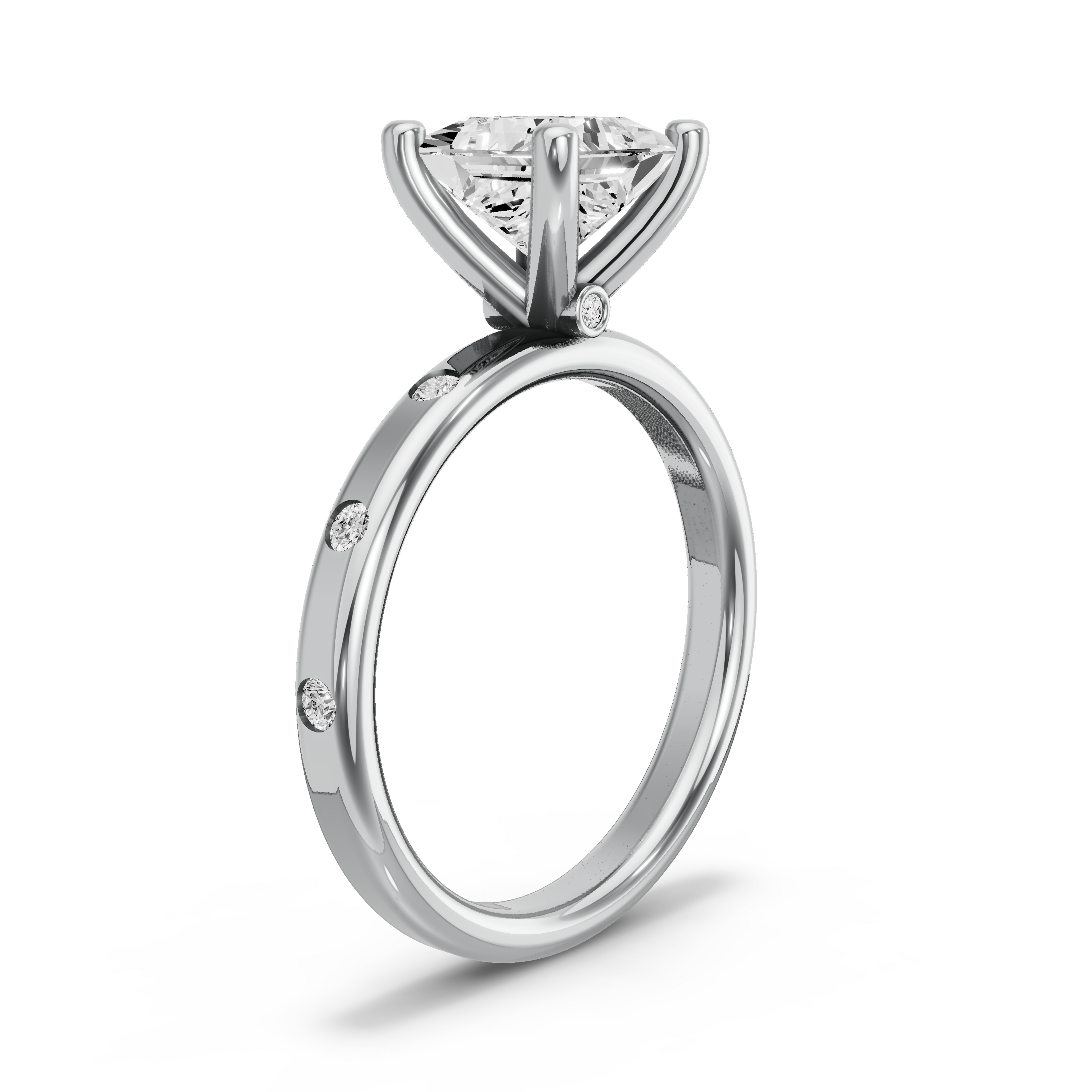 Image for Princess Surprise diamond Ring with Sleek Accent band in 10K Two Tone Rose Gold