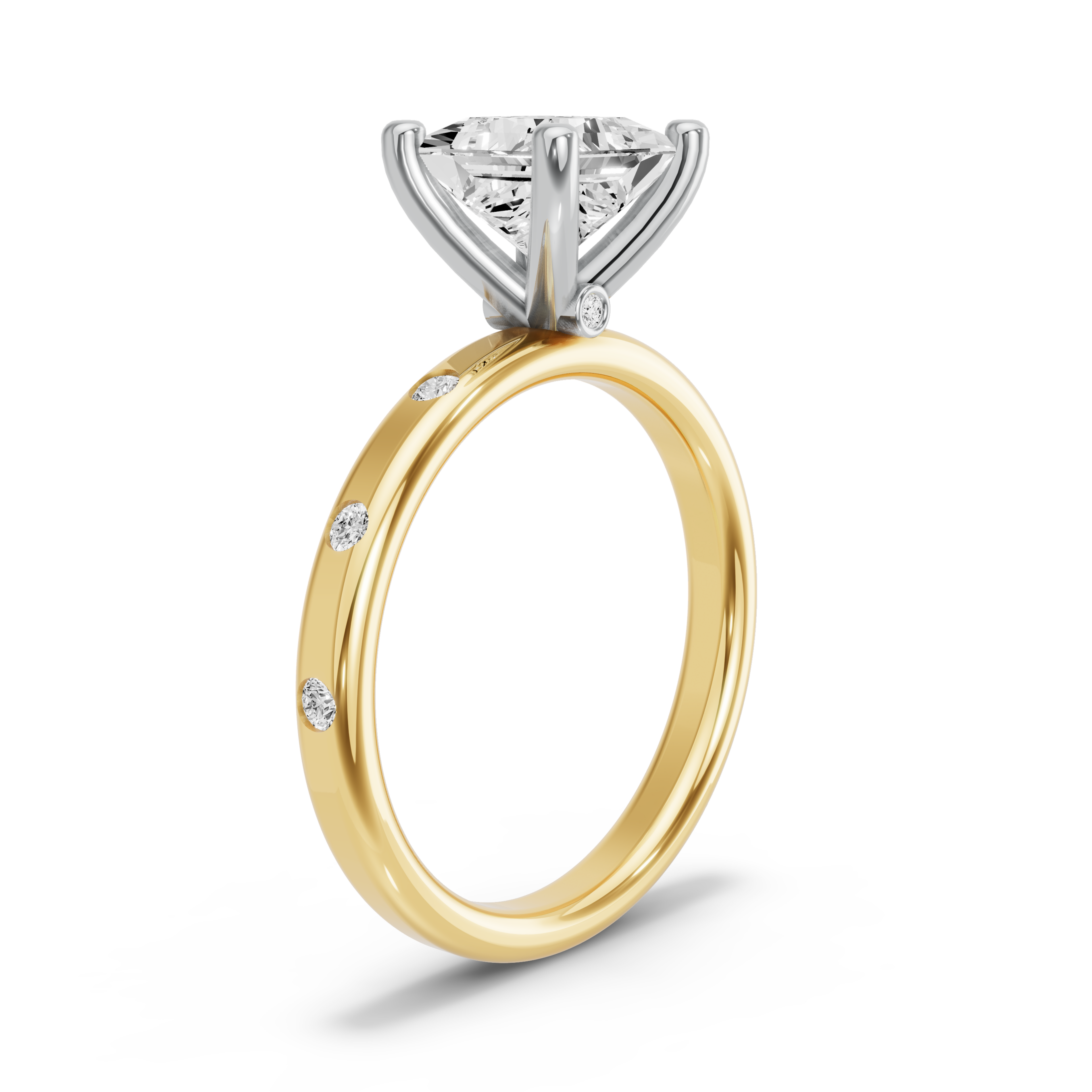 Image for Princess Surprise diamond Ring with Sleek Accent band in 18K Rose Gold