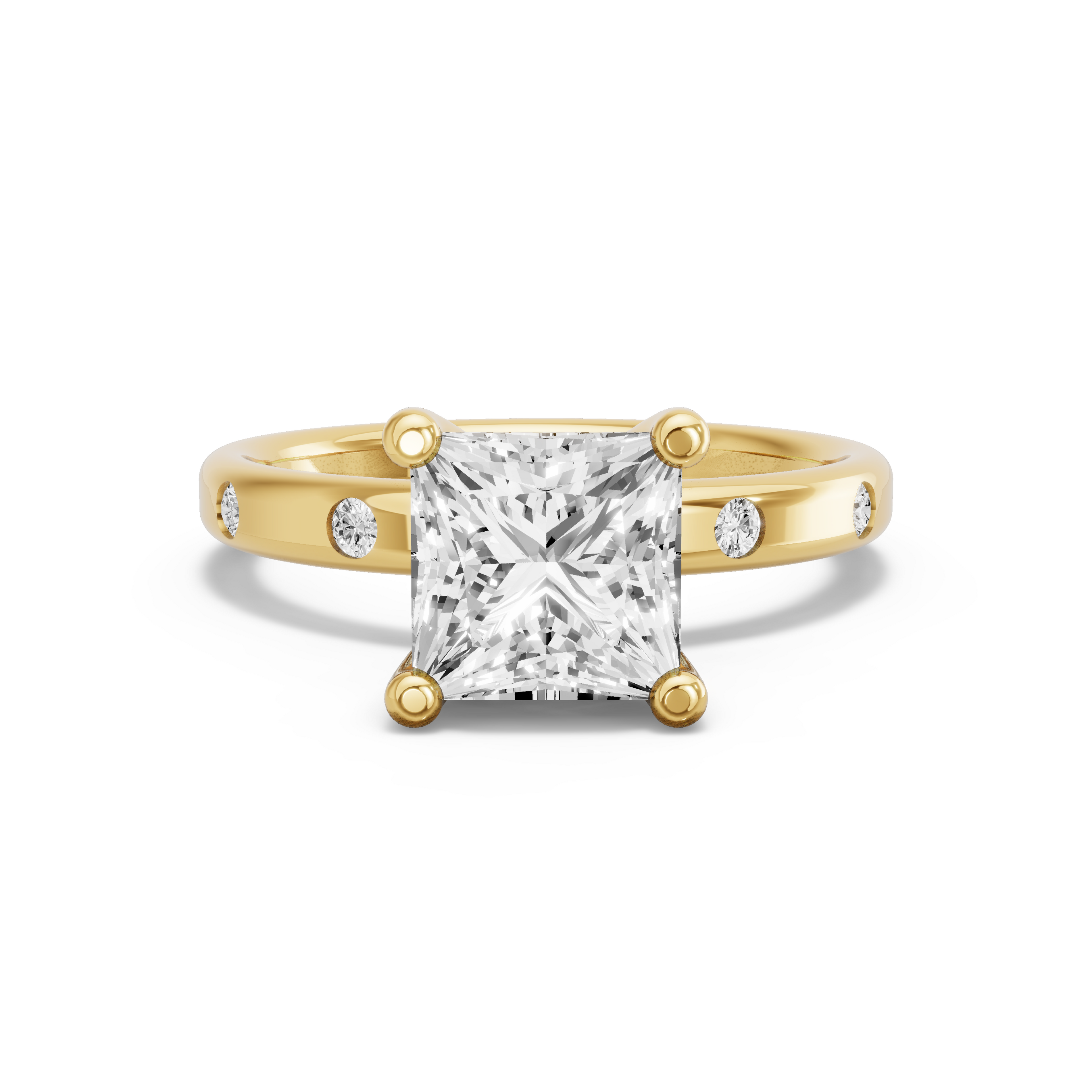 Image for Princess Surprise diamond Ring with Sleek Accent band in 14K White Gold