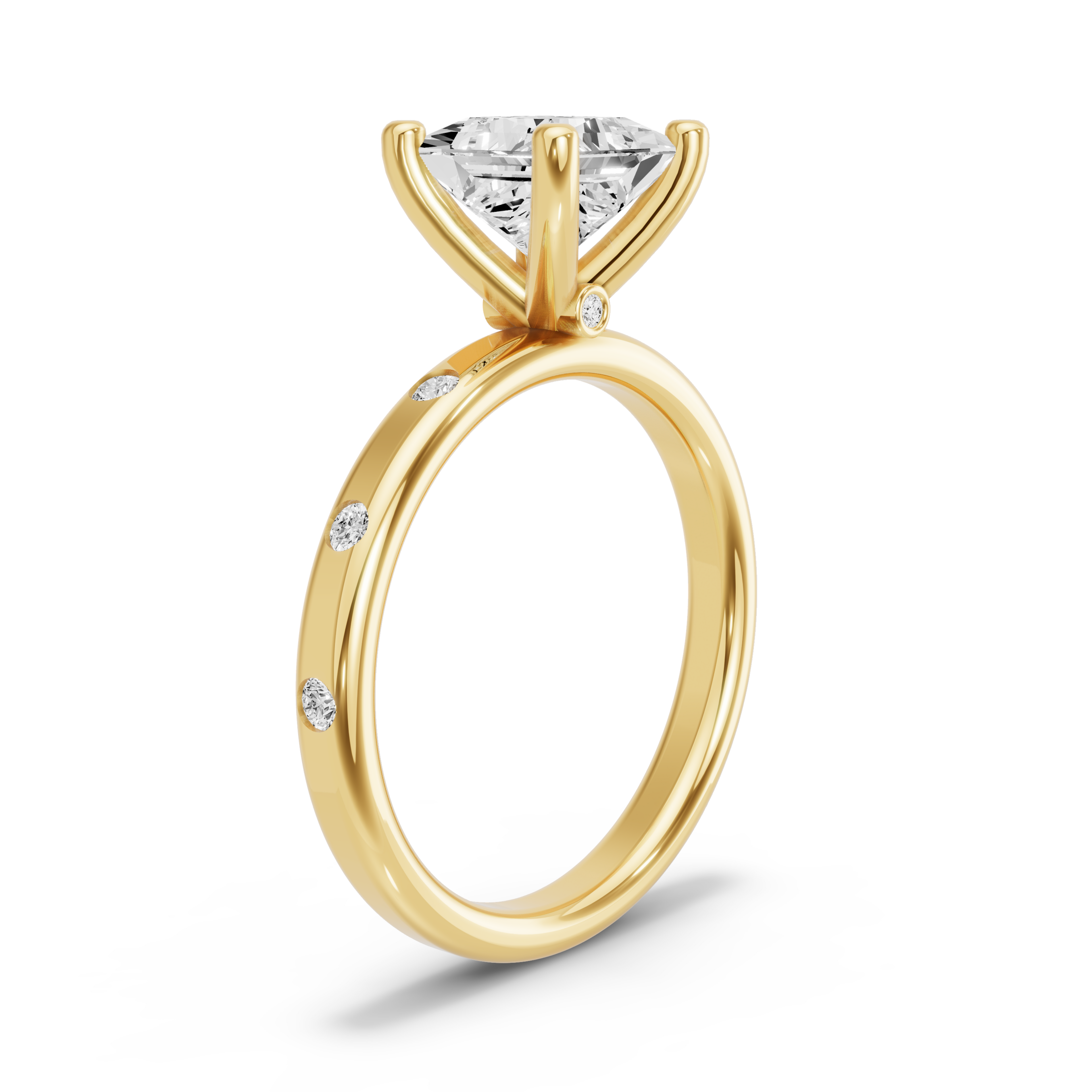 Image for Princess Surprise diamond Ring with Sleek Accent band in 18K White Gold
