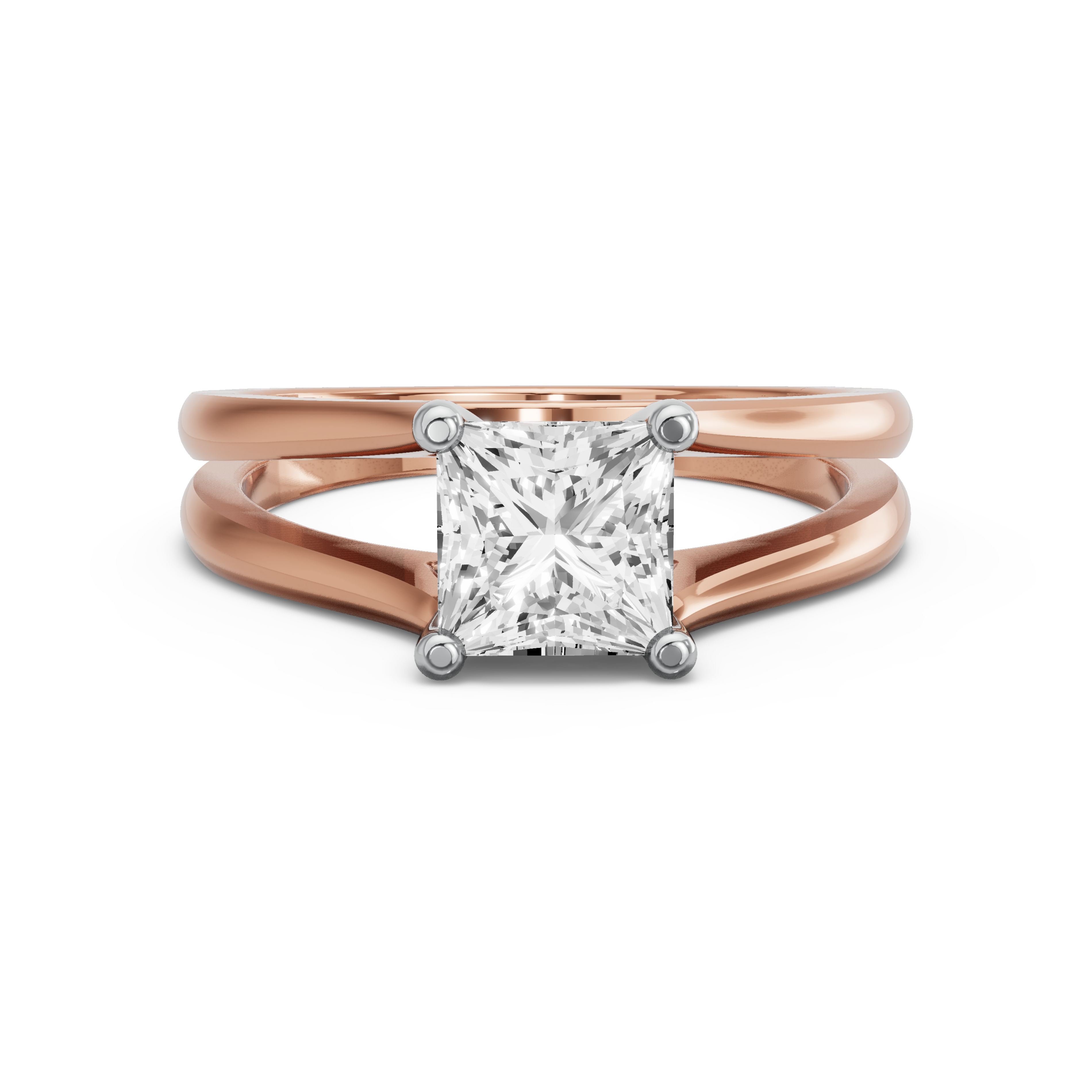 Image for Princess Surprise diamond Ring with Split Ring Solitaire band in 10K Two Tone Yellow Gold