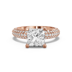 Image for Princess Surprise diamond Ring with Triple Row Pave band in 14K Yellow Gold