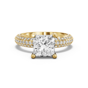 Image for Princess Surprise diamond Ring with Triple Row Pave band in 18K White Gold