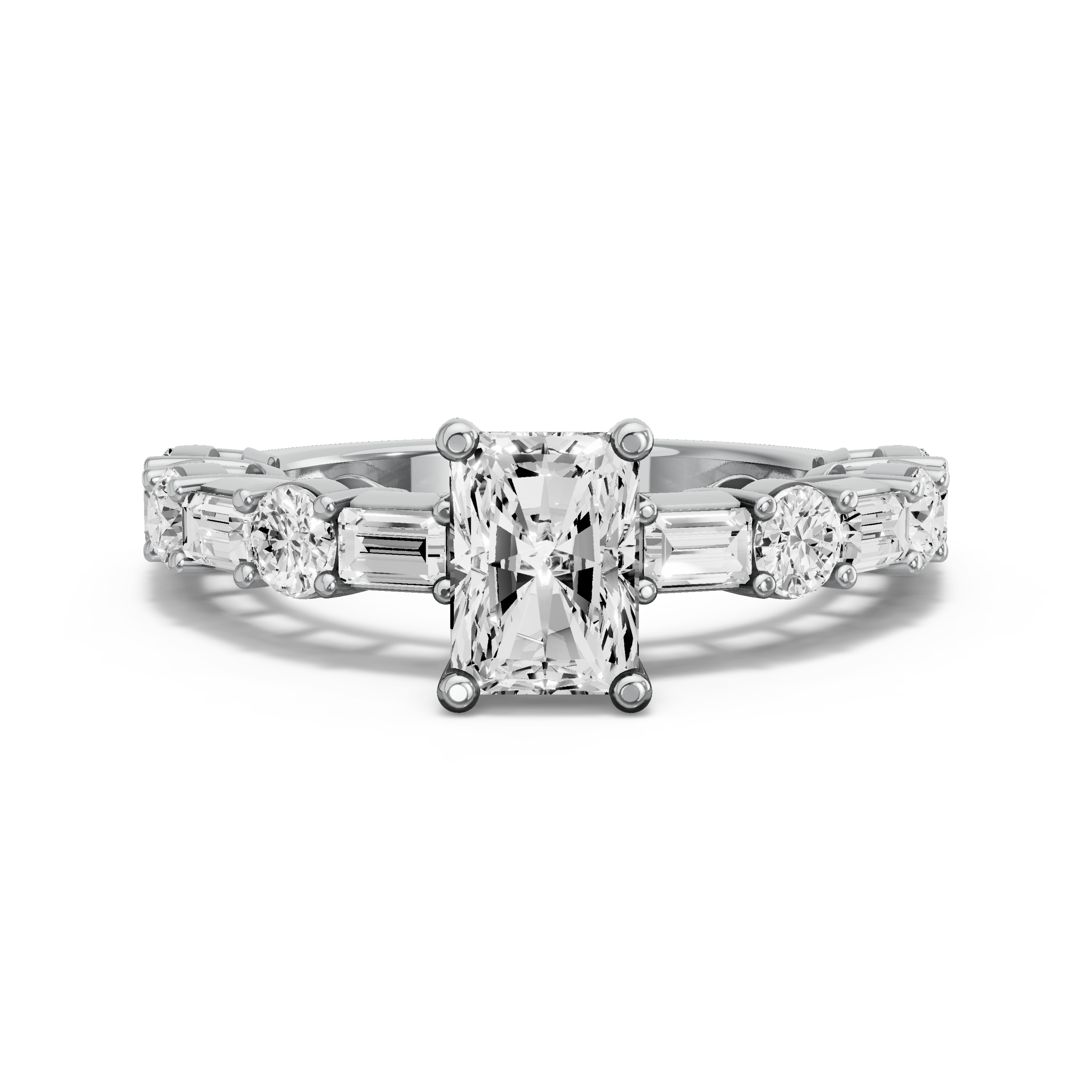 Image for Radiant Pave Halo Ring with Twist Pave band in 950 Platinum